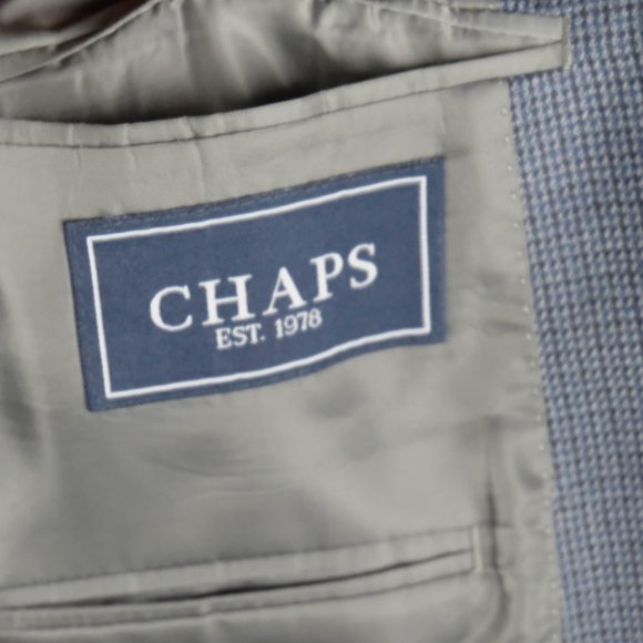 Chaps Blazer 38R Blue Geometric Two Button Double Vent Business Casual Formal - Picture 12 of 13